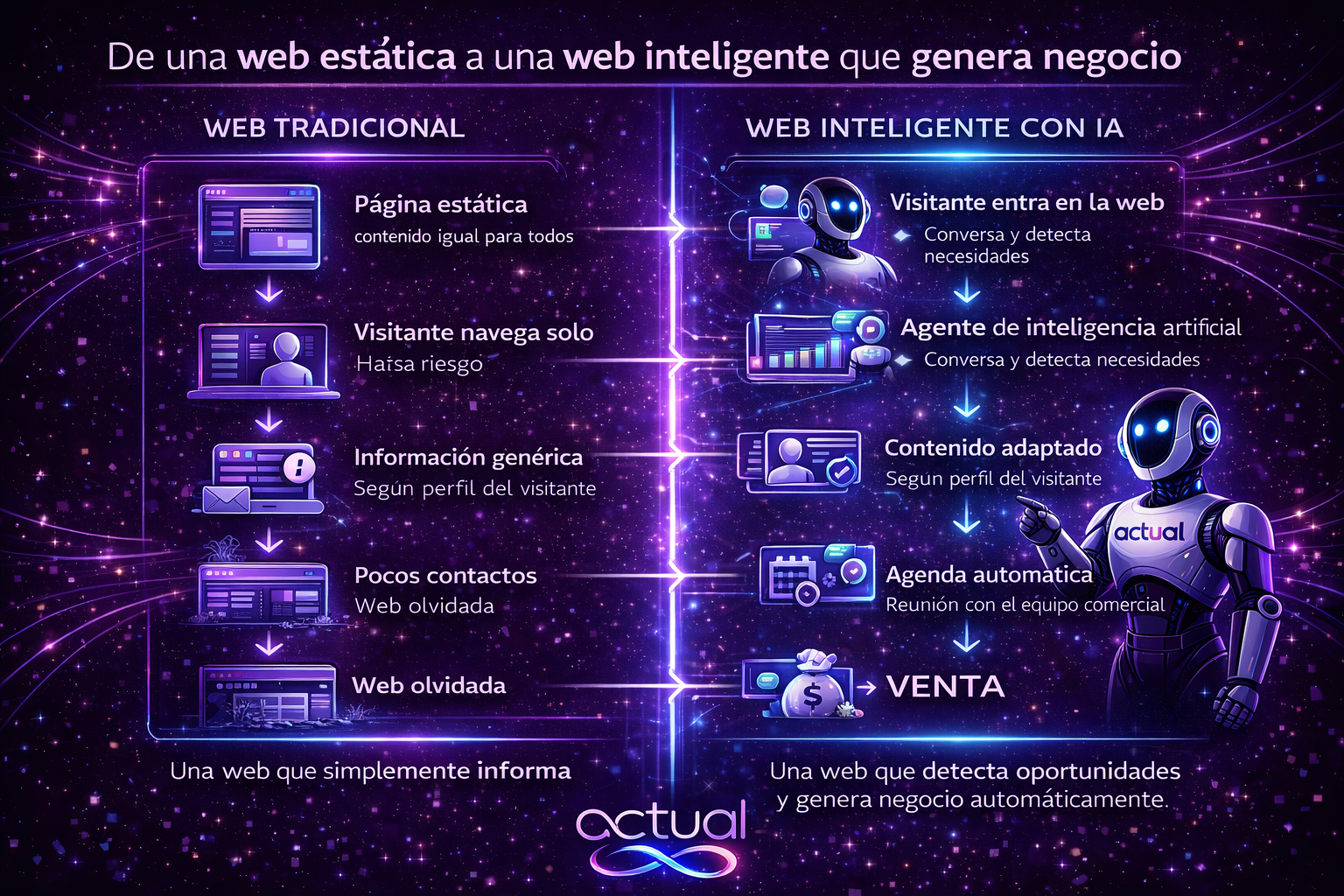 Comparativa entre web tradicional y web inteligente con IA